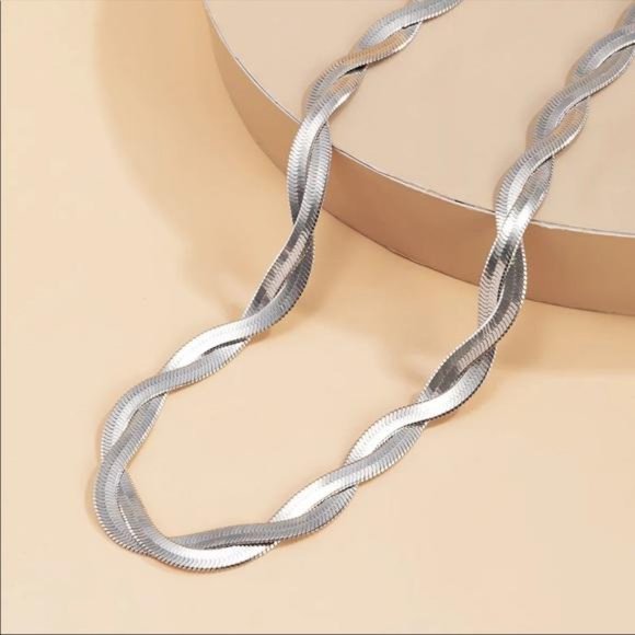 NEW STERLING SILVER DOUBLE LAYERED CHAIN NECKLACE, NICE NECKLACE, CUTE NECKLACE - Picture 4 of 6